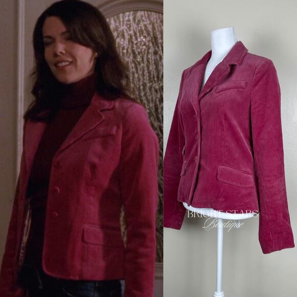 Rare Pink Corduroy Blazer Jacket ASO Lorelai Gilmore Girls Bright Colorful - Picture 3 of 16